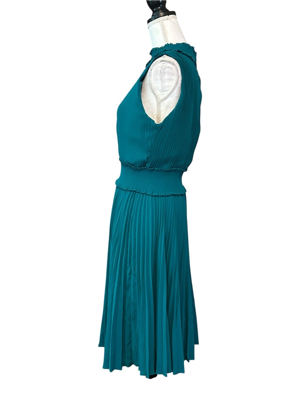 Nanette Nanette Lepore Sleeveless Smocked Neck Pleated Career Dress SZ 12 Teal - Picture 5 of 9